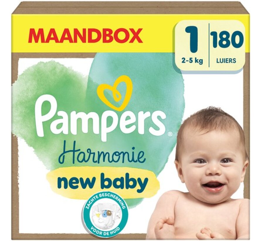 Harmonie Luiers - Maat 1 (2kg-5kg) - 180 Luiers - Maandbox