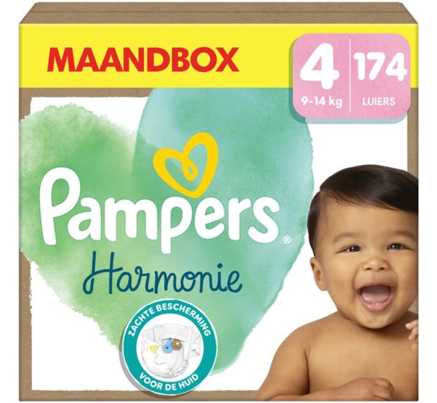 Harmonie Luiers - Maat 4 (9kg-14kg) - 174 Luiers - Maandbox