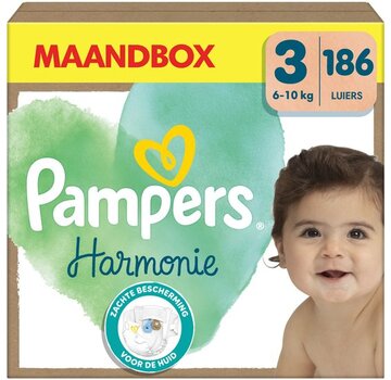 Pampers Harmonie Luiers - Maat 3 (6kg-10kg) - 186 Luiers - Maandbox