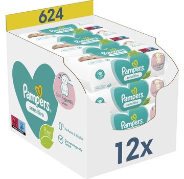 Pampers Sensitive Billendoekjes / Babydoekjes - 624 doekjes (12x52 stuks)