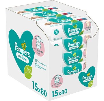 Pampers Sensitive Billendoekjes / Babydoekjes XL - 15x 80 stuks