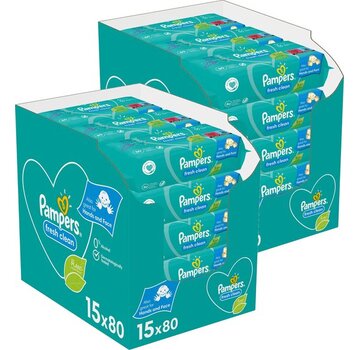 Pampers Fresh Clean Billendoekjes / Babydoekjes XL - 30x 80 stuks