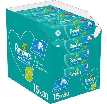 Pampers Fresh Clean Billendoekjes / Babydoekjes XL - 15x 80 stuks