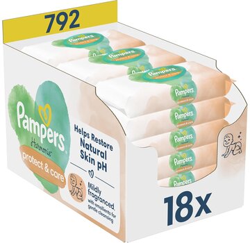 Pampers Harmonie Protect & Care Billendoekjes / Babydoekjes - 18x 44 stuks