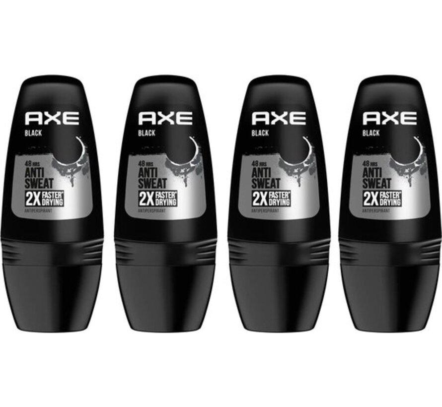 Black Anti-Transpirant - Deodorant Roller - 4x 50ml