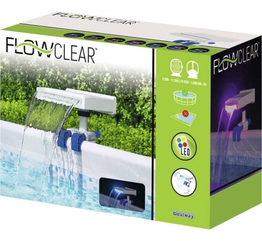 Flowclear Waterval met LED verlichting - Voor frame zwembaden
