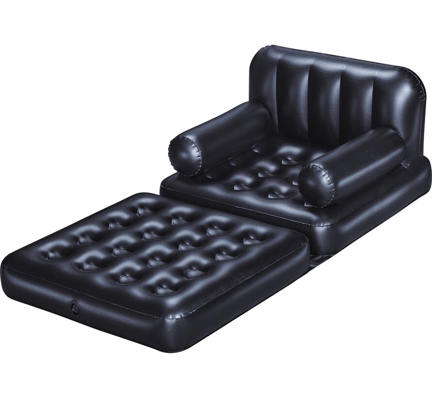 Multi-Max 1-Persoons opblaasbare slaapstoel - zwart - 191x38x25cm