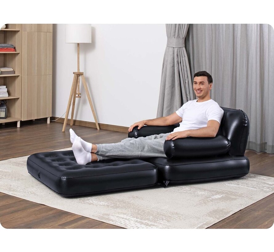 Multi-Max 1-Persoons opblaasbare slaapstoel - zwart - 191x38x25cm