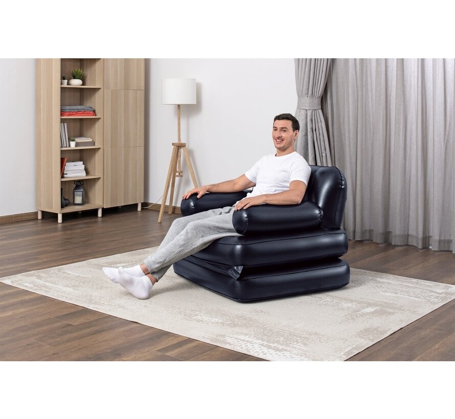 Multi-Max 1-Persoons opblaasbare slaapstoel - zwart - 191x38x25cm
