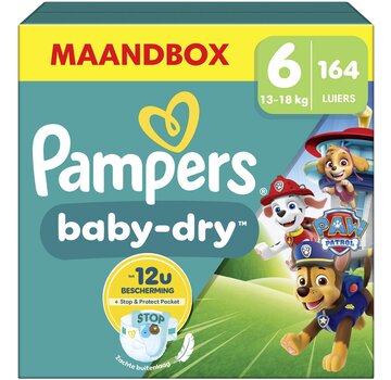 Pampers Baby-Dry Paw Patrol Editie - Maat 6 (13kg-18kg) - 164 Luiers - Maandbox