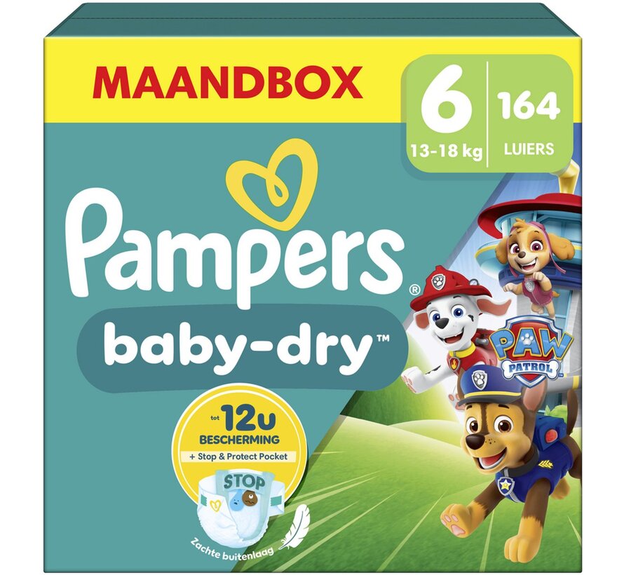 Baby-Dry Paw Patrol Editie - Maat 6 (13kg-18kg) - 164 Luiers - Maandbox