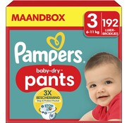 Pampers Baby Dry Pants - Maat 3 (6kg-11kg) - 192 Luierbroekjes - Maandbox