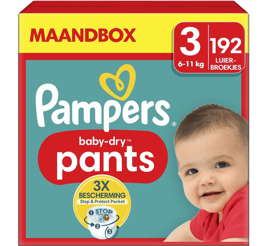 Baby Dry Pants - Maat 3 (6kg-11kg) - 192 Luierbroekjes - Maandbox