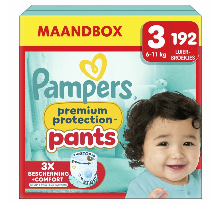 Premium Protection Pants - Maat 3 (6kg-11kg) - 192 Luierbroekjes - Maandbox