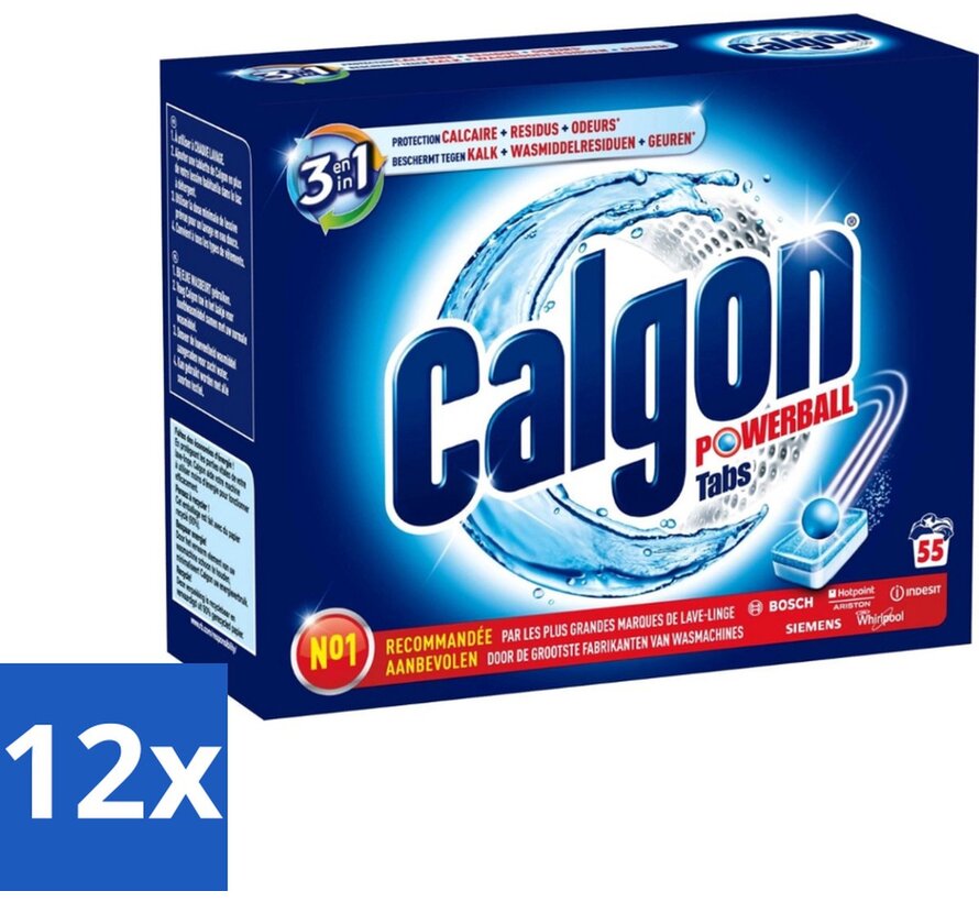 3in1 Power Powerball Tabs - Wasmachine Reiniger en Anti kalk - 12x 55 Wasbeurten