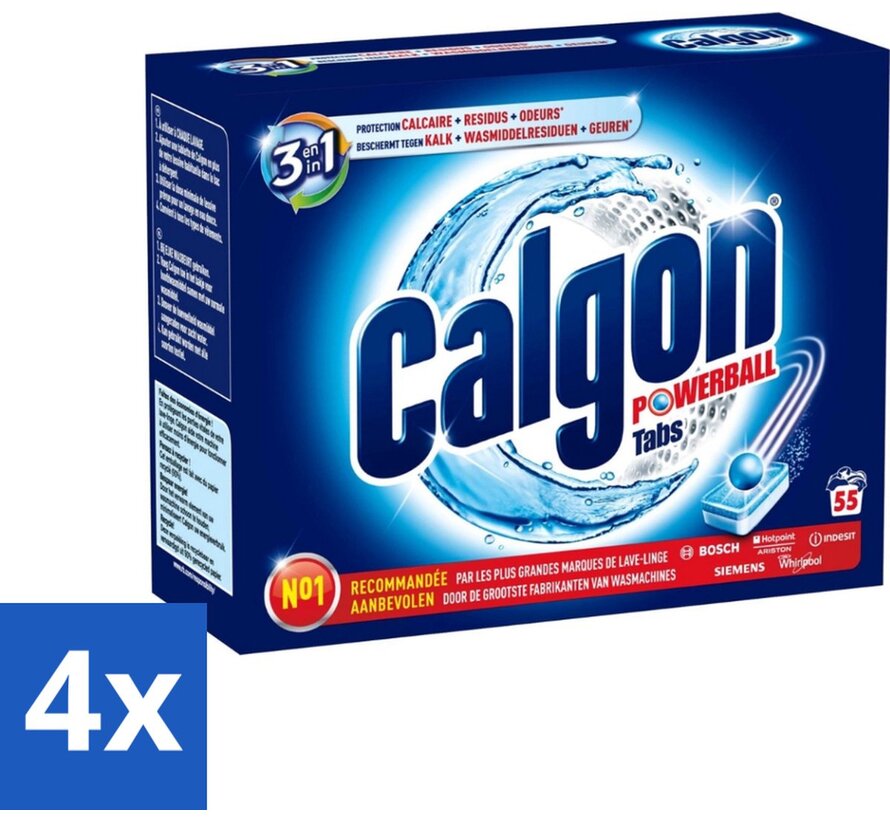3in1 Power Powerball Tabs - Wasmachine Reiniger en Anti kalk - 4x 55 Wasbeurten