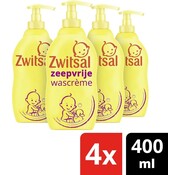 Zwitsal Baby Wascrème - Mild & Zacht - Met Pompje - 4x 400ml