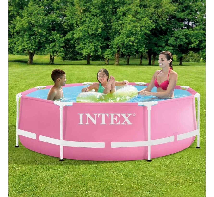 Roze - Metal Frame Zwembad  - 244x76cm - Rond c