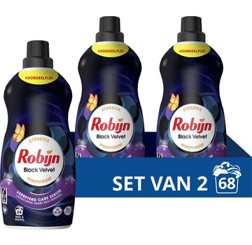 Robijn Black Velvet - Klein & Krachtig - Vloeibaar wasmiddel (1,19L) - 2x 34 wasbeurten