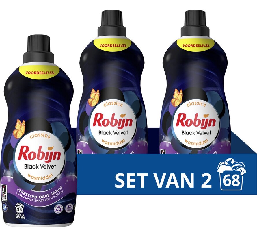 Black Velvet - Klein & Krachtig - Vloeibaar wasmiddel (1,19L) - 2x 34 wasbeurten
