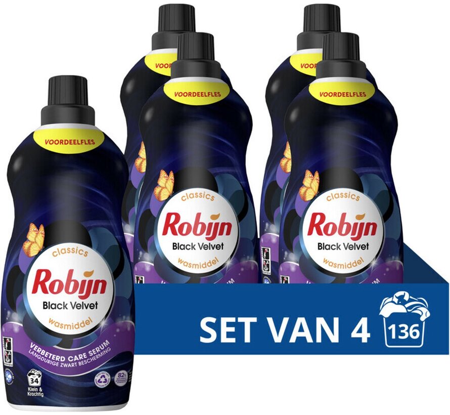 Black Velvet - Klein & Krachtig - Vloeibaar wasmiddel (1,19L) - 4x 34 wasbeurten