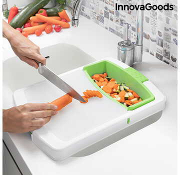 Innovagoods Uitschuifbare snijplank / dienblad, geïntegreerd afdruiprek en afneembare opvangbak