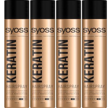 Syoss Keratine Haarspray - Sterke Fixatie (48 uur) - 4x 400ml