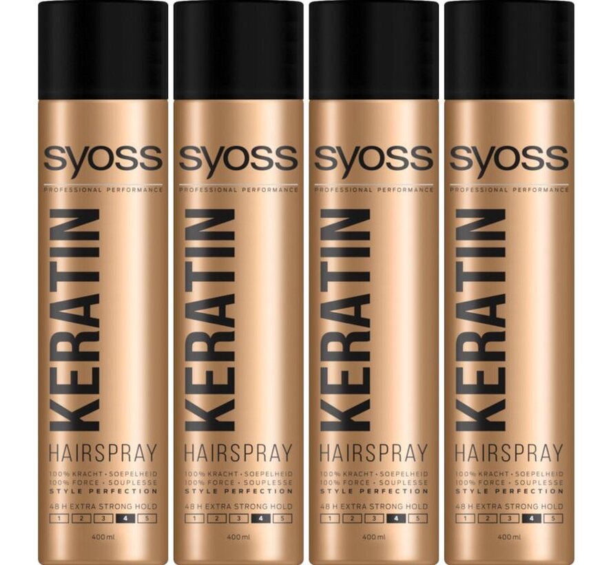 Keratine Haarspray - Sterke Fixatie (48 uur) - 4x 400ml