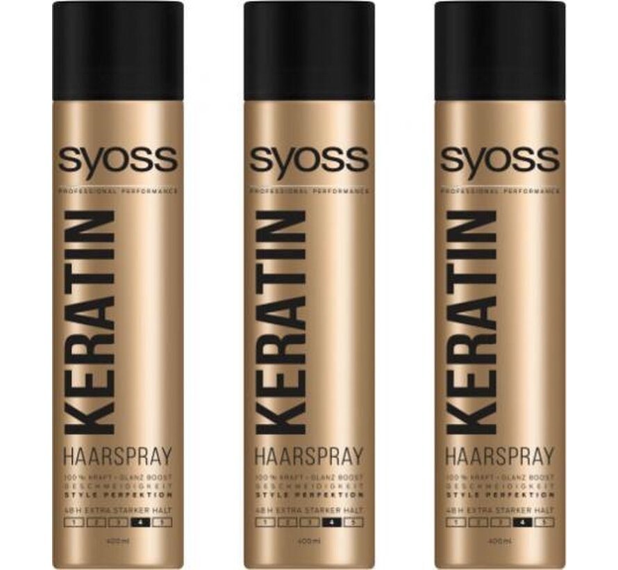 Keratine Haarspray - Sterke Fixatie (48 uur) - 3x 400ml