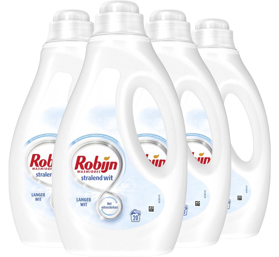 Stralend Wit - Vloeibaar Wasmiddel (1000ml) - 4x 20 wasbeurten