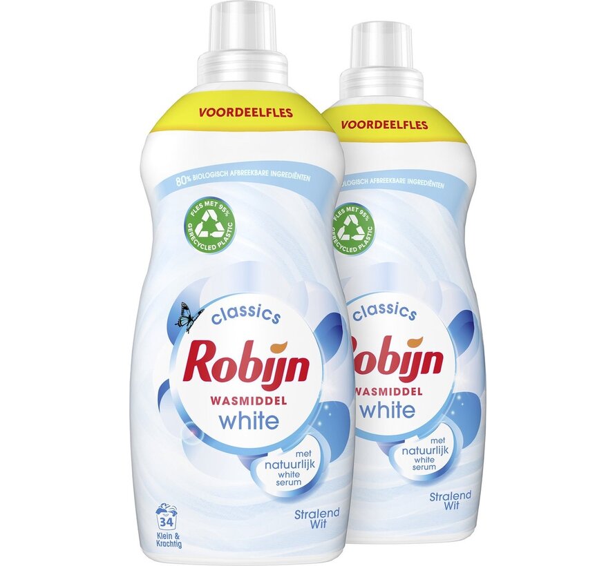 Stralend Wit - Klein & Krachtig - Vloeibaar wasmiddel (1,19L) - 2x 34 wasbeurten