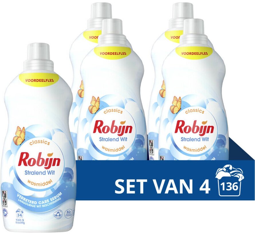 Stralend Wit - Klein & Krachtig - Vloeibaar wasmiddel (1,19L) - 4x 34 wasbeurten