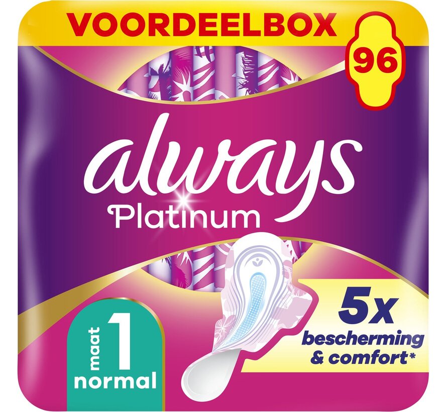 Platinum Maandverband met Vleugels - Maat 1 normaal -  96 stuks