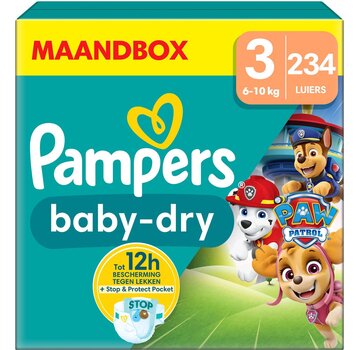 Pampers Baby-Dry Paw Patrol Editie - Maat 3 (6kg-10kg) - 234 Luiers - Maandbox