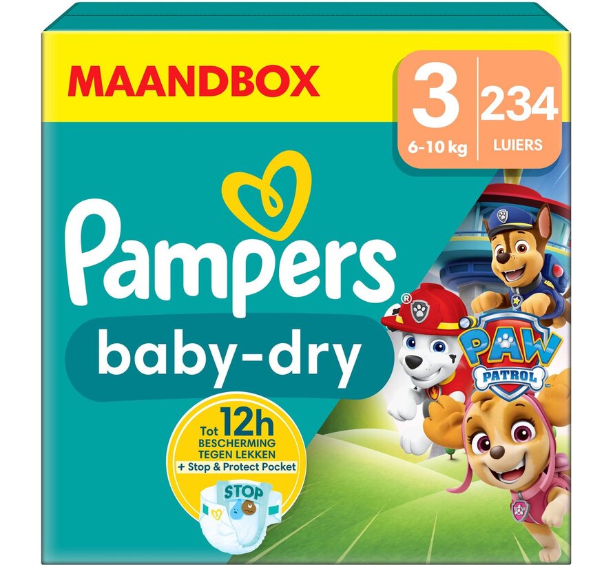 Baby-Dry Paw Patrol Editie - Maat 3 (6kg-10kg) - 234 Luiers - Maandbox
