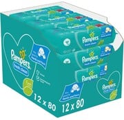 Pampers Fresh Clean Billendoekjes / Babydoekjes XL - 12x 80 stuks