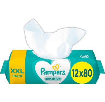 Pampers Sensitive Billendoekjes / Babydoekjes XL - 12x 80 stuks