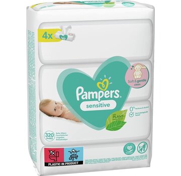 Pampers Sensitive Billendoekjes / Babydoekjes XL - 4x 80 stuks