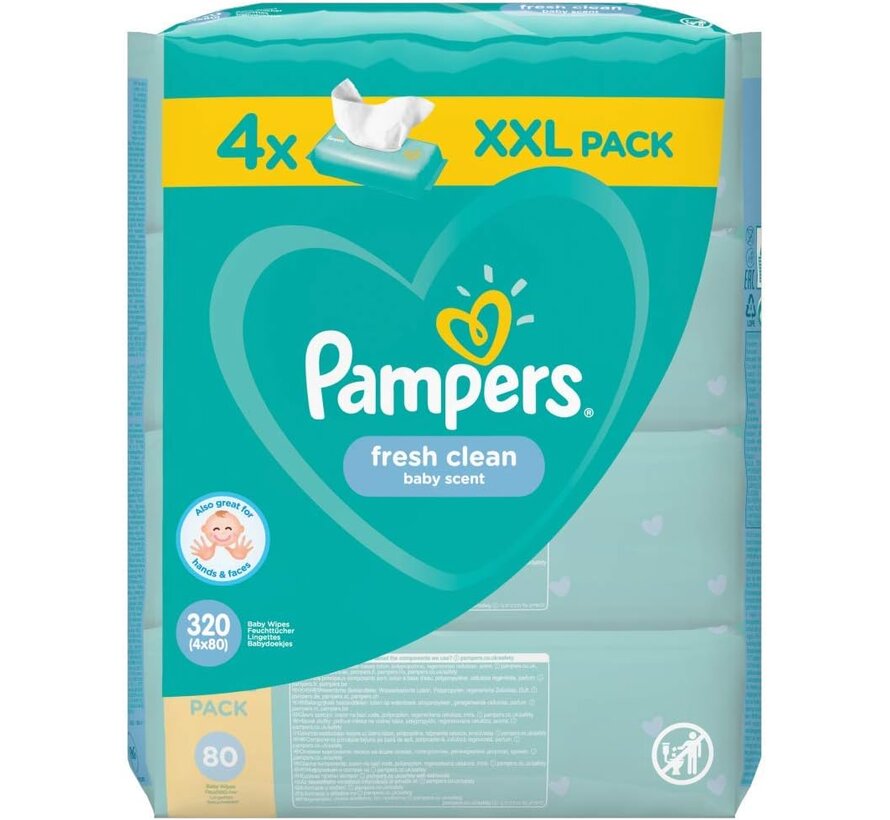 Fresh Clean Billendoekjes / Babydoekjes XL - 4x 80 stuks
