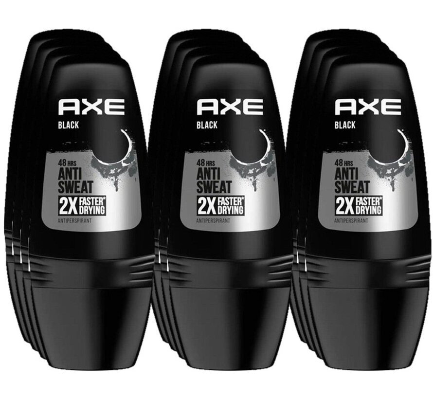 Black Anti-Transpirant - Deodorant Roller - 12x 50ml