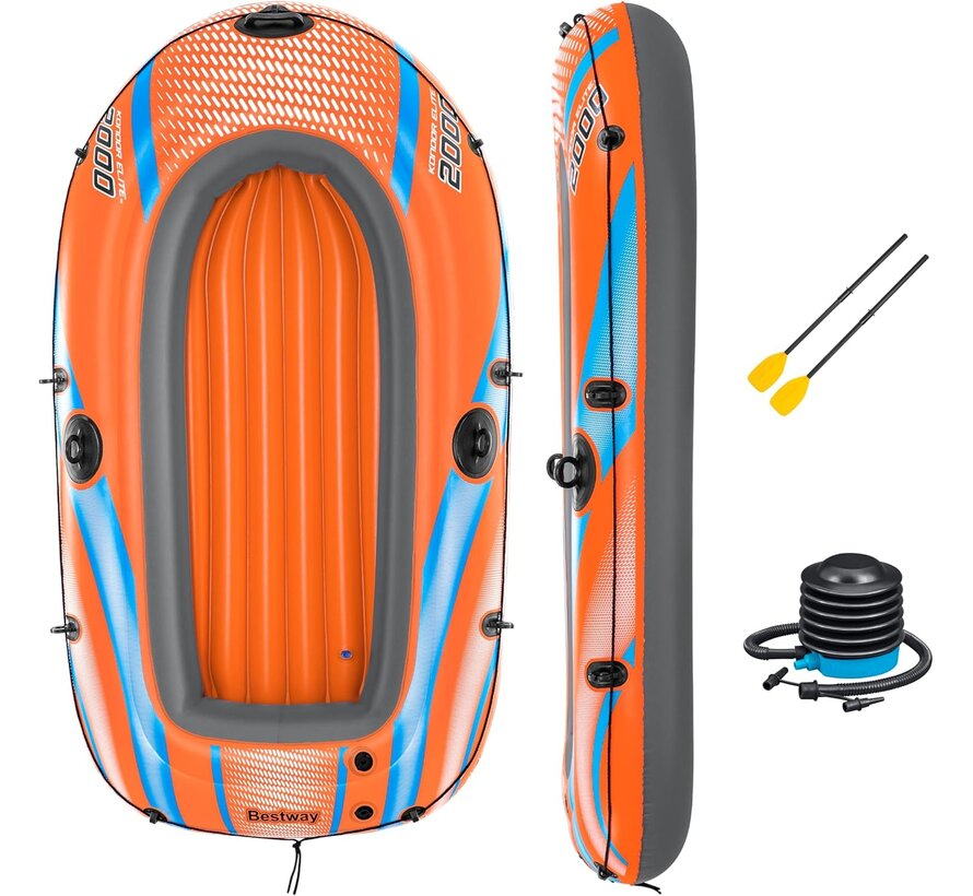 Kondor ELITE 2000 - Opblaasboot Set - 196x106x31cm - Peddels en voetpomp