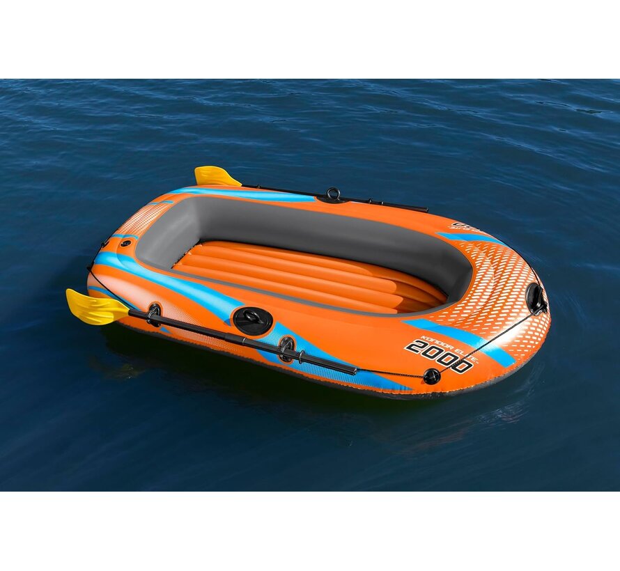 Kondor ELITE 2000 - Opblaasboot Set - 196x106x31cm - Peddels en voetpomp
