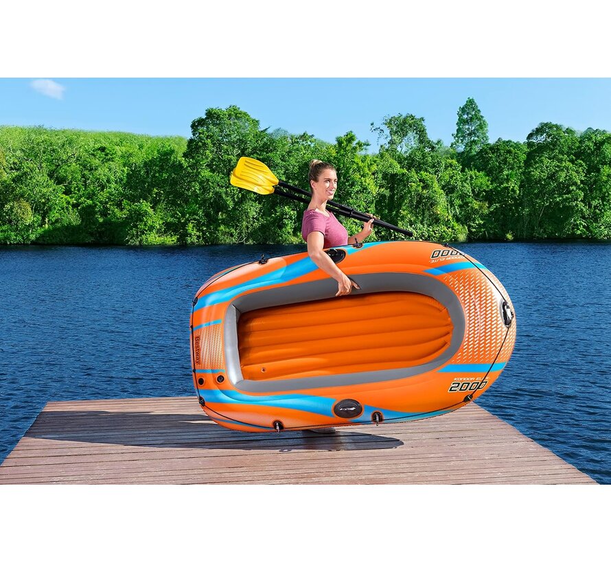 Kondor ELITE 2000 - Opblaasboot Set - 196x106x31cm - Peddels en voetpomp