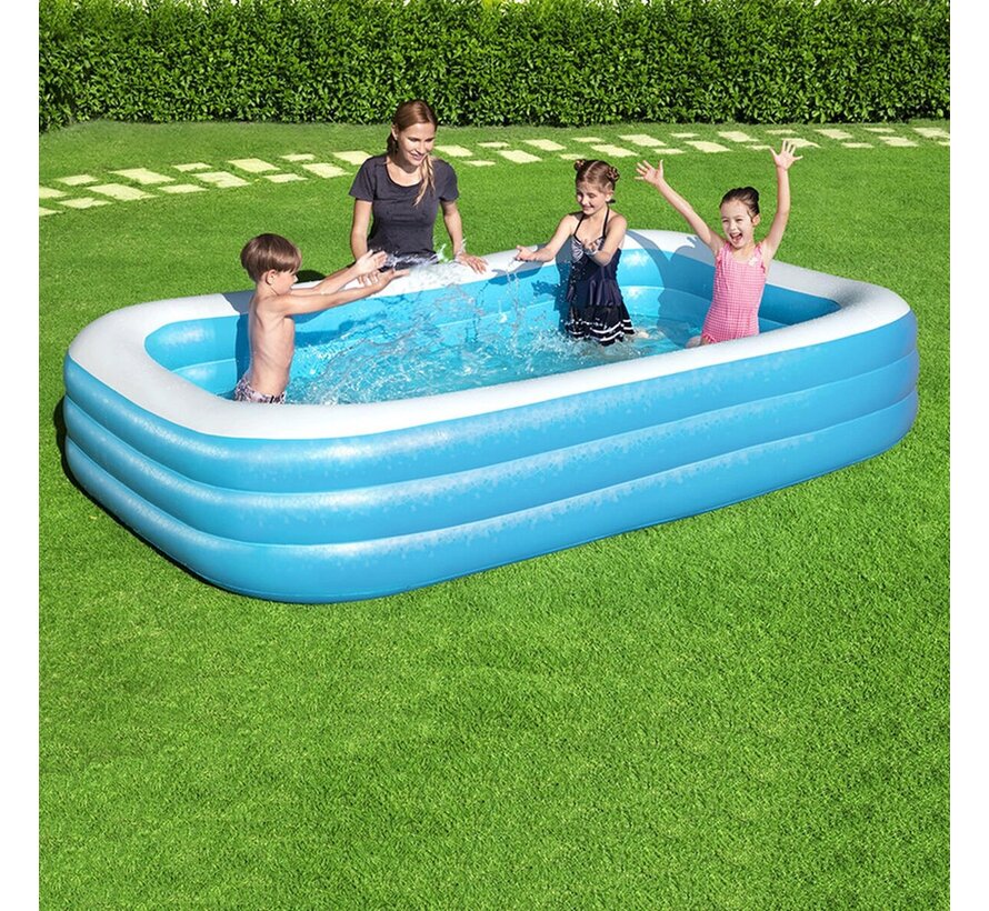 Deluxe Opblaasbaar Familie Zwembad Blauw - Rechthoek - 305x183x56cm