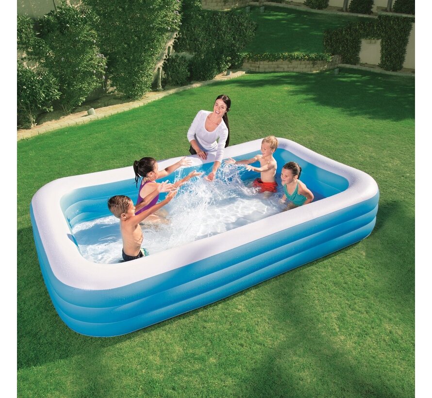 Deluxe Opblaasbaar Familie Zwembad Blauw - Rechthoek - 305x183x56cm