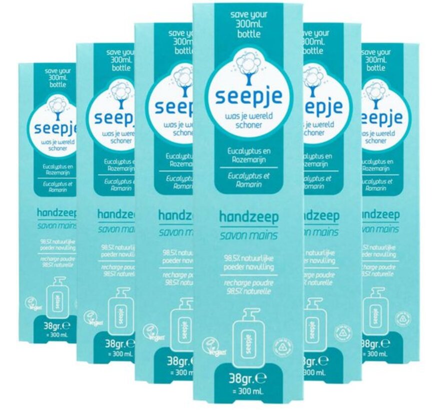Handzeep Navulling Eucalyptus en Rozemarijn 6x 38Gr (300ml)