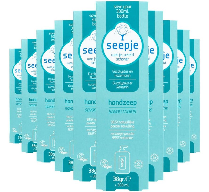 Handzeep Navulling Eucalyptus en Rozemarijn 10x 38Gr (300ml)