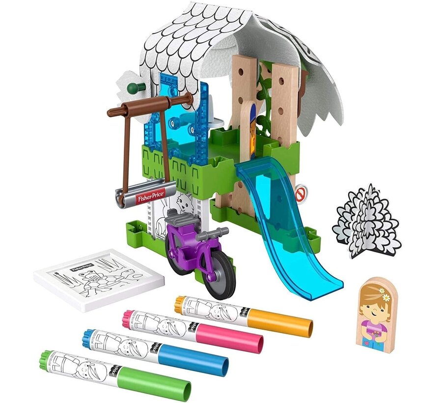 Wonder Makers - Kleurrijke Boomhuis - Houten Bouwset - 30+ Delige set