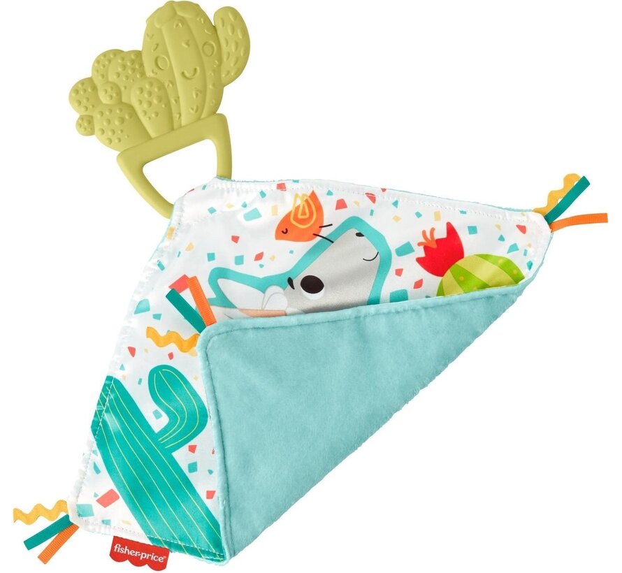2-in-1 Baby knuffeldoek met bijtring Cactus Lama 13 cm