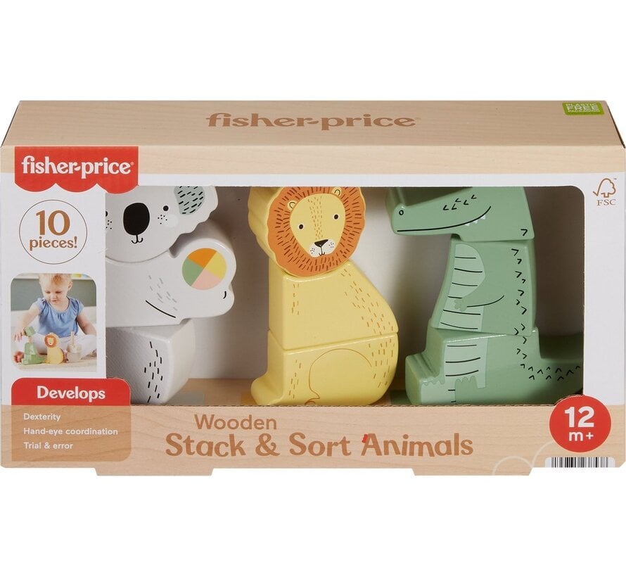 Fisher Price - Houten dieren stapelen en sorteren - Stapelspeelgoed